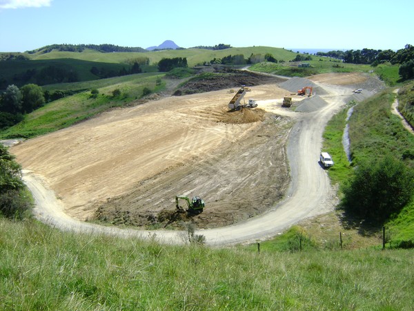 Bird's eye view of the capping work in progress at Burma Road landfill in preparation for the re-grassing and native plants 